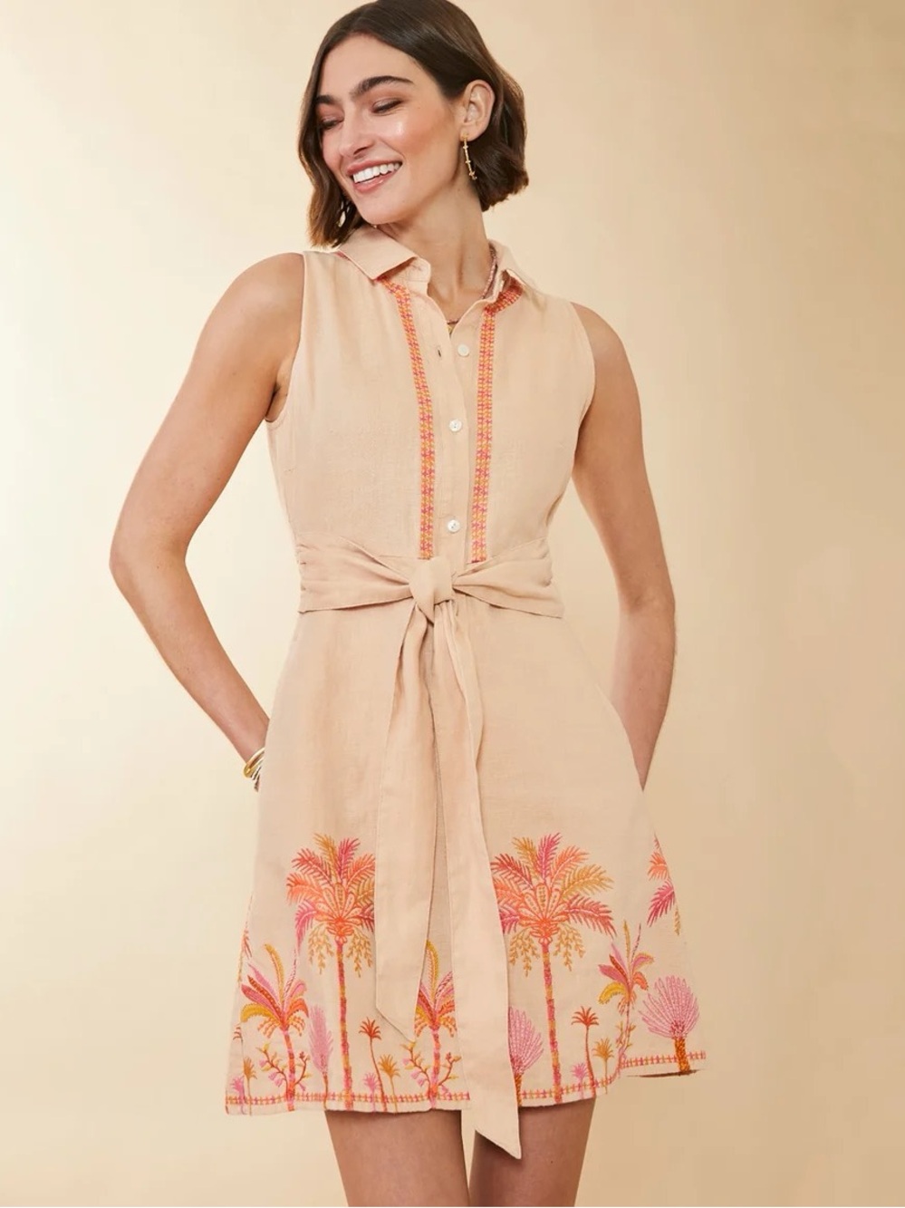 Sleeveless Marianne Shirt Dress Toasted Almond SM